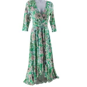 Lilly Pulitzer Moana Maxi Dress XS Spearmint‎ Blossom Views Floral Wrap NWT